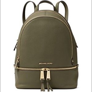 Michael Kors Olive Green Rhea Medium Backpack
